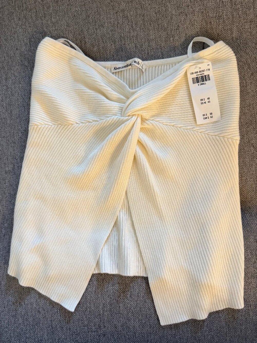 Abercrombie & Fitch White Ribbed Twist Front Tube Top
